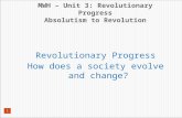 MWH – Unit 3: Revolutionary Progress Absolutism to Revolution Revolutionary Progress How does a society evolve and change? 1.