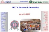 NSTX Research Operation June 29, 2009 College W&M Colorado Sch Mines Columbia U Comp-X General Atomics INEL Johns Hopkins U LANL LLNL Lodestar MIT Nova.