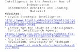 Intelligence in the American War of Independence Recommended Websites and Reading Material Websites: Loyola Strategic Intelligence: