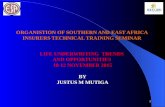 ORGANISTION OF SOUTHERN AND EAST AFRICA INSURERS TECHNICAL TRAINING SEMINAR LIFE UNDERWRITING TRENDS AND OPPORTUNITIES 10-12 NOVEMBER 2015 BY JUSTUS M.