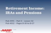 TAX-AIDE Retirement Income: IRAs and Pensions Pub 4491 – Part 3 – Lesson 12 Pub 4012 – Pages D-20 to D-27.