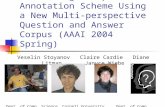 Evaluating an Opinion Annotation Scheme Using a New Multi- perspective Question and Answer Corpus (AAAI 2004 Spring) Veselin Stoyanov Claire Cardie Diane.