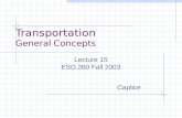 Transportation General Concepts Lecture 15 ESD.260 Fall 2003 Caplice.