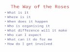 The Way of the Roses What is it Where is it When does it happen Who is organising it What difference will it make Who can I expect What can it do for me.