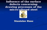 Influence of the surface defects concerning drawing processes of the micro-alloyed steel Stanislav Rusz.