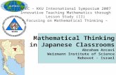 APEC – KKU International Symposium 2007 Innovative Teaching Mathematics through Lesson Study (II) - Focusing on Mathematical Thinking – Mathematical Thinking