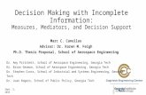 Decision Making with Incomplete Information: Measures, Mediators, and Decision Support Marc C. Canellas Advisor: Dr. Karen M. Feigh Ph.D. Thesis Proposal,