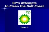 BP’s Attempts to Clean the Gulf Coast Team 5. BP’s Response (What They Say) April -April 20- explosion on oil rig -April 22- rig sinks and protective.