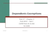 Dependents Exemptions Pub 17 – Chapter 3 Pub 4012 – Tab C (1040-lines 6c & 6d) NJ 1040 11-04-2015NJ TAX TY2014 v11.