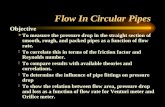 Flow In Circular Pipes Objective ä To measure the pressure drop in the straight section of smooth, rough, and packed pipes as a function of flow rate.