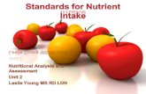 Your Dietary Standards Common standards for evaluating nutrient intake â€“Dietary Reference Intakes â€“Dietary Guidelines for Americans â€“Regulations governing
