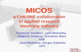 MICOS a CHERNE collaboration in applied research involving industry François Tondeur, Lara Marwaha, Isabelle Gerardy, Jonathan Baré ISIB José Rodenas,