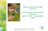 Surrey Heath Borough Council Performance Monitoring Report April 2015 – September 2015.