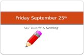 VLT Rubric & Scoring Friday September 25 th. Agenda Vocab Quiz List 4 VLT Rubric Handout Score Explanation Peer Score Practice VLT Exit Questions.