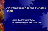 An Introduction to the Periodic Table Using the Periodic Table An Introduction to the Elements.