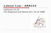 Labour Law – ARR224 Lectures 13-14 The Employment Equity Act, 55 of 1998.