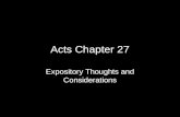 Acts Chapter 27 Expository Thoughts and Considerations.