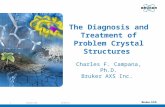 12/20/2015Bruker AXS1 The Diagnosis and Treatment of Problem Crystal Structures Charles F. Campana, Ph.D. Bruker AXS Inc.