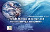 Chap.11 the flux of energy and matter through ecosystems 鄭先祐 (Ayo) 國立臺南大學 環境與生態學院 生物科技學系 生態學 (2008) Essentials of Ecology 3 rd. Ed.