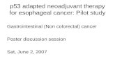 P53 adapted neoadjuvant therapy for esophageal cancer: Pilot study Gastrointestinal (Non colorectal) cancer Poster discussion session Sat, June 2, 2007.