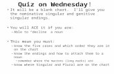 Quiz on Wednesday! It will be a blank chart. I’ll give you the nominative singular and genitive singular endings. You will ACE it if you are: – Able to.