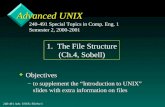 240-491 Adv. UNIX: FileStr/11 Advanced UNIX v Objectives –to supplement the “Introduction to UNIX” slides with extra information on files 240-491 Special.