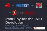 IronRuby for the.NET Developer Cory Foy - Cory Foy, LLC foyc@coryfoy.comfoyc@coryfoy.com - @cory_foy + + =