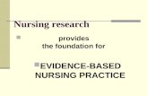 Nursing research provides the foundation for EVIDENCE-BASED NURSING PRACTICE.