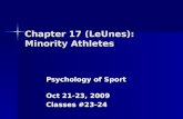Chapter 17 (LeUnes): Minority Athletes Psychology of Sport Oct 21-23, 2009 Classes #23-24.