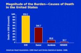 Magnitude of the Burden—Causes of Death in the United States Deaths in 1996 (thousands) CVDCancerAccidentsHIV/AIDS 959.2 544.7 93.8 32.7 American Heart.