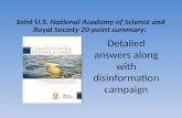 Detailed answers along with disinformation campaign Joint U.S. National Academy of Science and Royal Society 20-point summary: