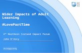 Wider Impacts of Adult Learning #LovePartTime 4 th Northern Ireland Impact Forum John D’Arcy.