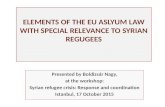 ELEMENTS OF THE EU ASLYUM LAW WITH SPECIAL RELEVANCE TO SYRIAN REGUGEES Presented by Boldizsár Nagy, at the workshop: Syrian refugee crisis: Response and.