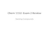 Chem 1152: Exam 2 Review Naming Compounds.