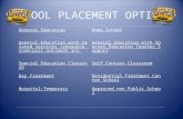 SCHOOL PLACEMENT OPTIONS General EducationHome School General Education with related services (resource room/pull out/push in) General Education with Special.