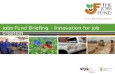Jobs Fund Briefing – Innovation for job creation.