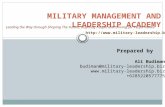 MILITARY MANAGEMENT AND LEADERSHIP ACADEMY Prepared by Ali Budiman budiman@military-leadership.biz   +6285220577775.
