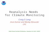 Reanalysis Needs for Climate Monitoring Craig S Long Arun Kumar and Wesley Ebisuzaki CPC NOAA Climate Test Bed (CTB) Meeting – November 9-10, 2015 - NCWCP.