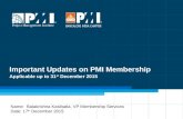 Important Updates on PMI Membership Applicable up to 31 st December 2015 Name: Balakrishna Kasibatla, VP Membership Services Date: 17 th December 2015.