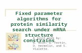 Fixed parameter algorithms for protein similarity search under mRNA structure constrains A joint work by: G. Blin, G. Fertin, D. Hermelin, and S. Vialette.