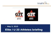 Elite / U 23 Athletes briefing May 3, 2015. Briefing agenda Welcome and Introductions Competition Jury Schedules and Timetables Check-in and Procedures.