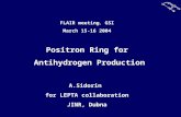 FLAIR meeting, GSI March 15-16 2004 Positron Ring for Antihydrogen Production A.Sidorin for LEPTA collaboration JINR, Dubna.