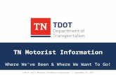 TN Motorist Information Where We’ve Been & Where We Want To Go! John W. Hall, Motorist Information Coordinator | September 23, 2015.