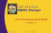 CSC 411/511: DBMS Design 1 1 Dr. Nan WangCSC411_L2_ER Model 1 The Entity-Relationship Model (Chapter 2)