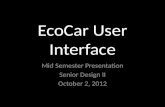 EcoCar User Interface Mid Semester Presentation Senior Design II October 2, 2012.