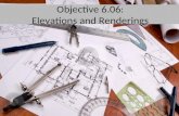 Objective 6.06: Elevations and Renderings. Elevations An elevation is a drawing that shows width and height Each elevation is labeled in relation to the