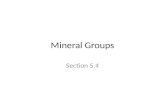 Mineral Groups Section 5.4. Mineral Groups 1.Describe the characteristics of YOUR mineral: Color, luster, metallic, dark/light, cleavage/fracture… 2.