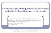 SwinTop: Optimizing Memory Efficiency of Packet Classification in Network Author: Chen, Chang; Cai, Liangwei; Xiang, Yang; Li, Jun Conference: Communication.