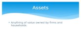 Anything of value owned by firms and households. Assets.