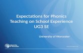 Expectations for Phonics Teaching on School Experience UG3 SE University of Worcester.